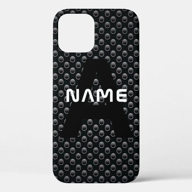 Coques Case-Mate iPhone Nom du monogramme personnalisé Texture noire et bl (Verso)