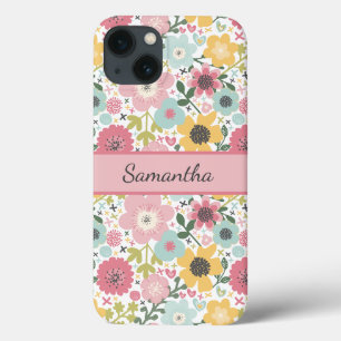 Case-Mate iPhone Case Nom du monogramme Pink Yellow Blue Floral