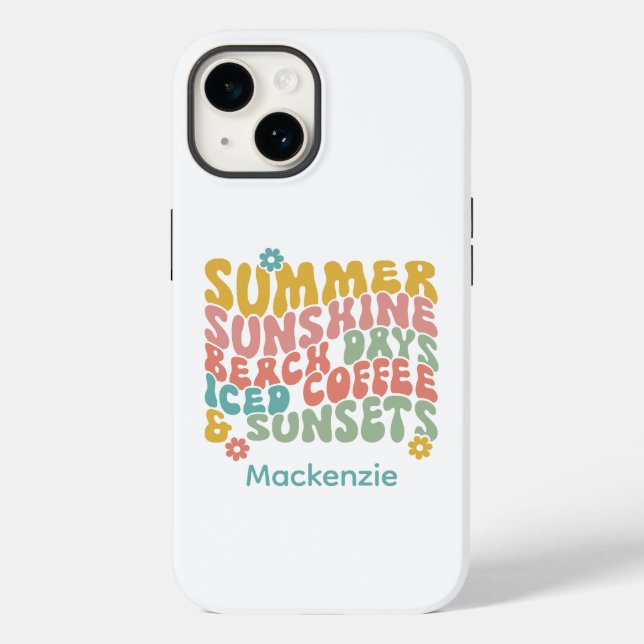 Coques Case-Mate iPhone Nom du monogramme rose d'été Super (Verso)