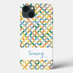 Etui iPhone 13 Nom du motif graphique de feuilles du cercle d'aut