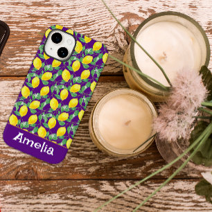 Coque Pour iPhone 14 Nom du motif jaune citron mignon