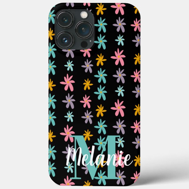 Coques Case-Mate iPhone Nom du Motif noir super Flower (Verso)