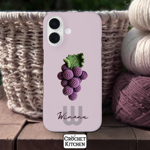 Coque Pour iPhone 16 Nom du raisin à crochet minimaliste violet grand-m