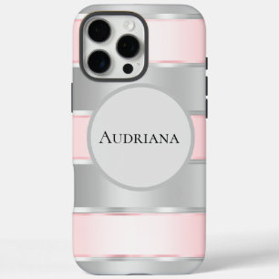 Coques iPhone 16 Pro Max Nom du ruban rose brillant Silver