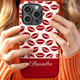Coque Pour iPhone 15 Nom du script de Baisers en rouge mignon