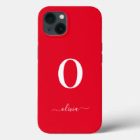 Nom du script Monogramme Personnalisé Rouge Et Bla