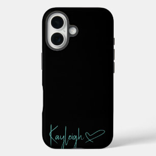 Coque Pour iPhone 16 Nom du script noir et de la monnaie avec boîtier d