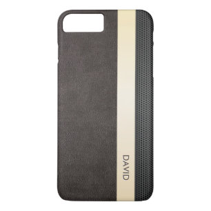 Coques Pour iPhone Nom en cuir chic de coutume de rayure d'or