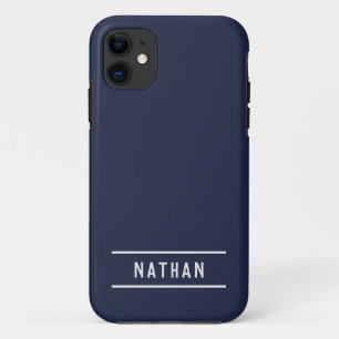 Case-Mate iPhone Case Nom en gras Simple Navy Blue