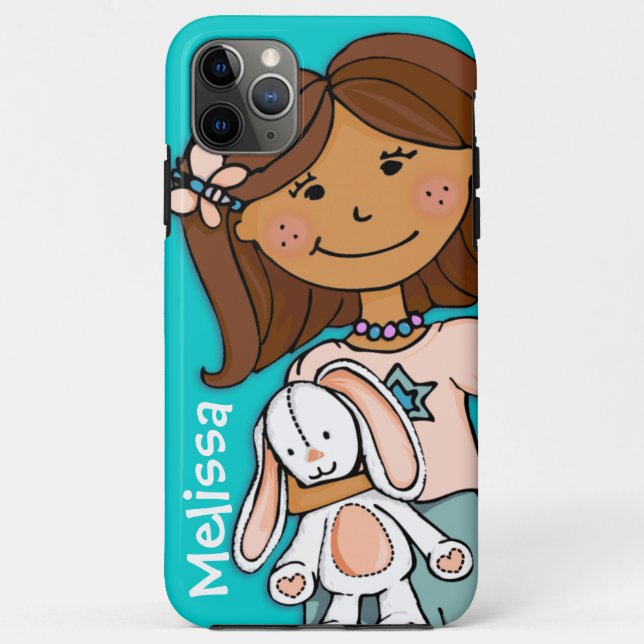 Coques Case-Mate iPhone Nom enfant fille bouddles aqua pêche (Dos)