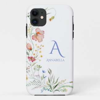 Case-Mate iPhone Case Nom et monogramme personnalisés du Fleur sauvage d