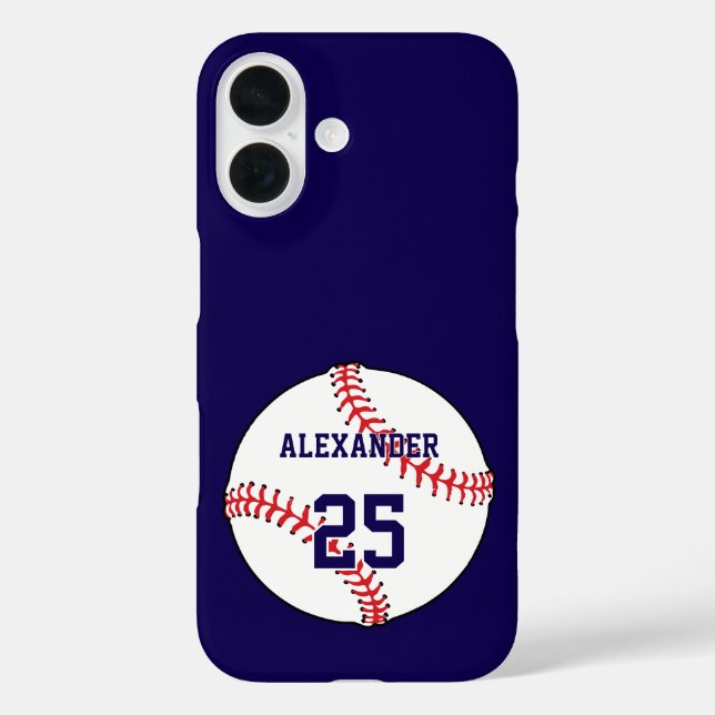 Coques Case-Mate iPhone Nom et numéro de balle de baseball (Verso)