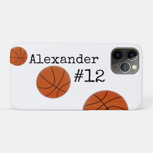 Coques Case-Mate iPhone Nom et numéro du basket-ball arrière - plan blanc (Dos (Horizontal))