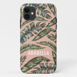 Case-Mate iPhone Case Nom et prénom personnalisé de la feuille tropicale