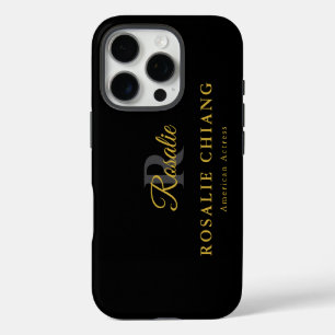 Coques iPhone 16 Pro Nom et titre personnalisés avec monogramme