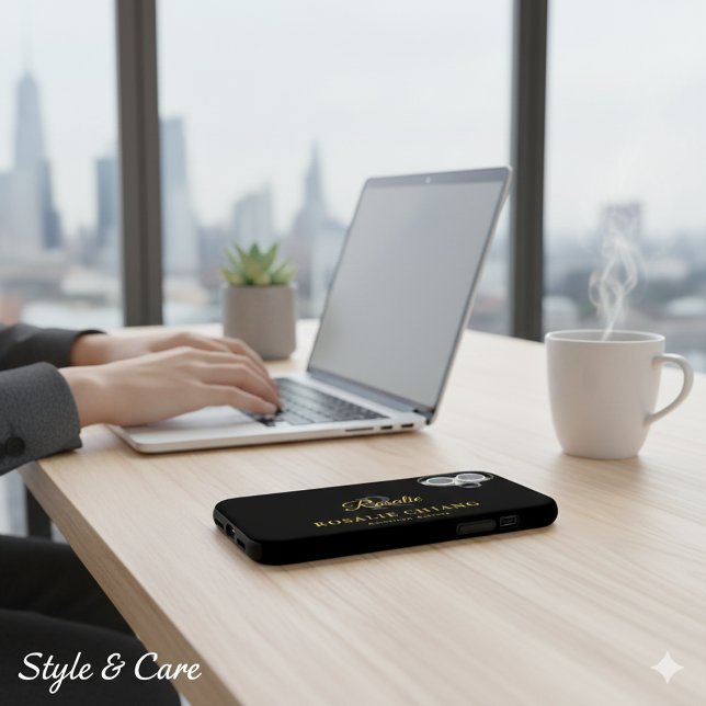 Coques Case-Mate iPhone Nom et titre personnalisés avec monogramme (Custom Name & Title with Monogram iPhone 16 Plus Case)