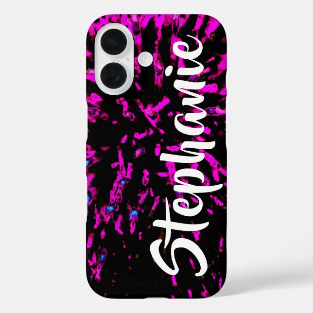 Coques Case-Mate iPhone Nom floral Abstrait rose et noir (Verso)