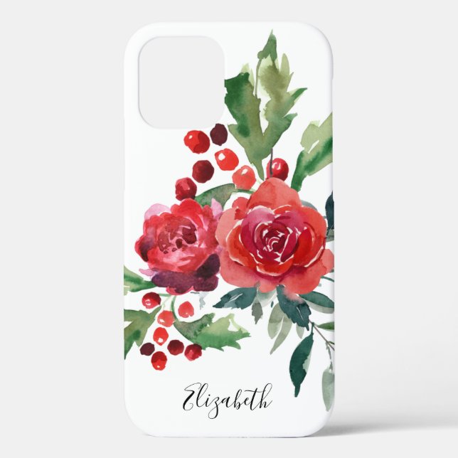 Coques Case-Mate iPhone Nom floral d'aquarelle (Verso)