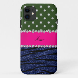 Coques Pour iPhone Nom forêt diamants verts zèbre marine bleu parties
