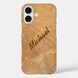 Coque Pour iPhone 16 Nom Gold Stone Look