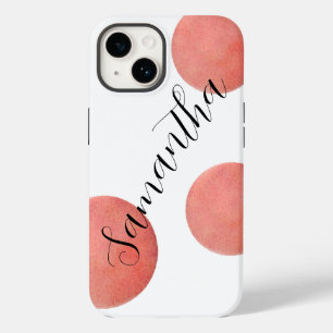 Coque Pour iPhone 14 Nom Grand Rose Pois d'aquarelle or