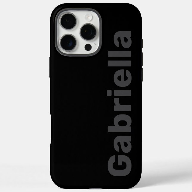 Coques Case-Mate iPhone Nom Gras Moderne Simple Noir & Gris (Verso)