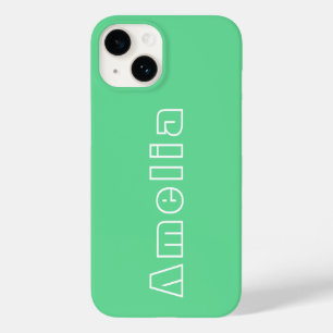 Coque Pour iPhone 14 Nom Green Simple Modern Typographie