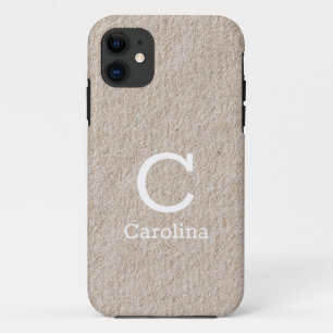 Case-Mate iPhone Case Nom initial Beige Texture Motif Chic Elegant