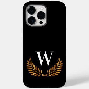 Coque Pour Pour iPhone 14 Pro Max Nom initial du monogramme en or noir couronne