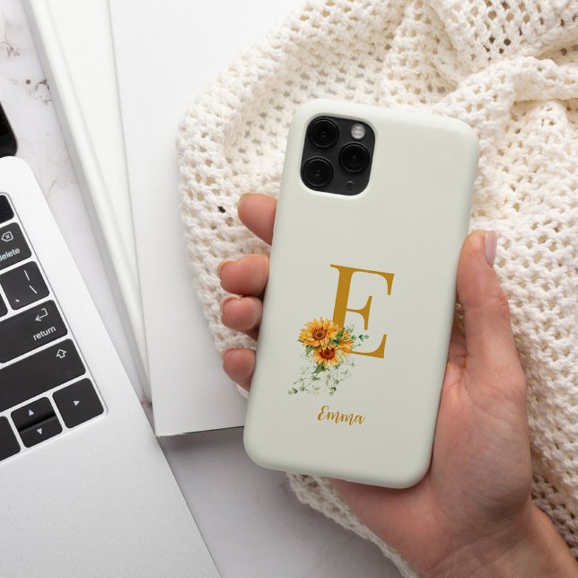 Coques Case-Mate iPhone Nom initial du monogramme floral personnalisé (Créateur téléchargé)