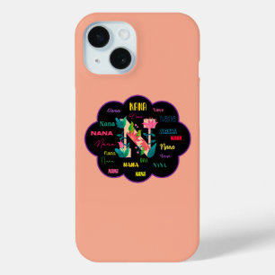 Coque Pour iPhone 15 Nom initial floral Fleur Nana