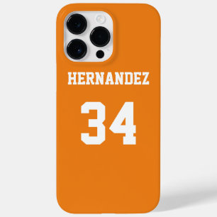 Coque Pour Pour iPhone 14 Pro Max Nom Jersey Numéro orange et blanc