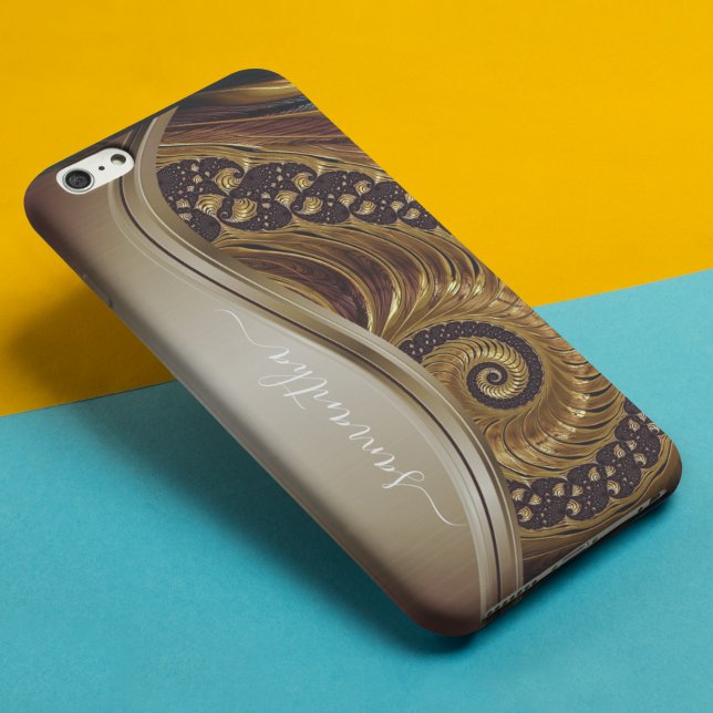 Coques Case-Mate iPhone Nom manuscrit Fractal Or moderne (Créateur téléchargé)