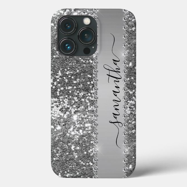Coques Case-Mate iPhone Nom manuscrit Graphite Diamond Parties scintillant (Verso)