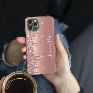 Case-Mate iPhone Case Nom manuscrit Rose Gold Parties scintillant métall