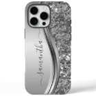 Nom manuscrit Silver Metal Parties scintillant 12