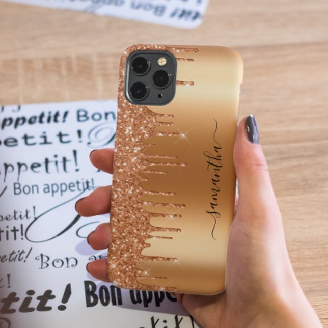Coques Case-Mate iPhone Nom manuscrit Terra Cotta Parties scintillant Terr (Créateur téléchargé)