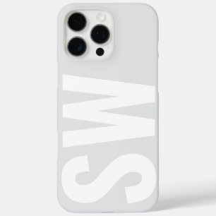 Coques iPhone 16 Pro Max Nom minimal Premier gris blanc personnalisé Monogr