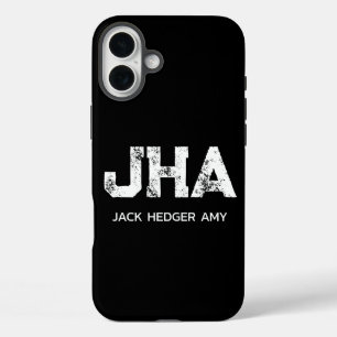 COQUES iPhone 16 PLUS NOM MINIMALISTE BLANC À TROIS LETTRES MONOGRAMME N