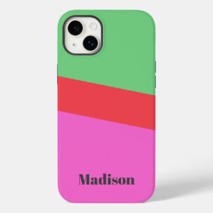 Coque Pour iPhone 14 Plus Nom minimaliste Neon ColorBlock rose et vert