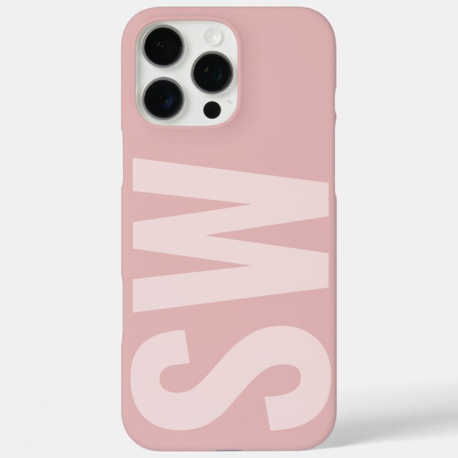 Coques Case-Mate iPhone Nom moderne Initiales Rose Quartz Monogramme perso (Verso)