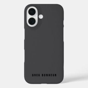 Coque Pour iPhone 16 Nom moderne ou autre Modèle de texte   Gris charbo