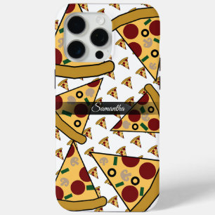 Coque iPhone 15 Pro Max Nom moderne personnalisé Slice Pizza Rose
