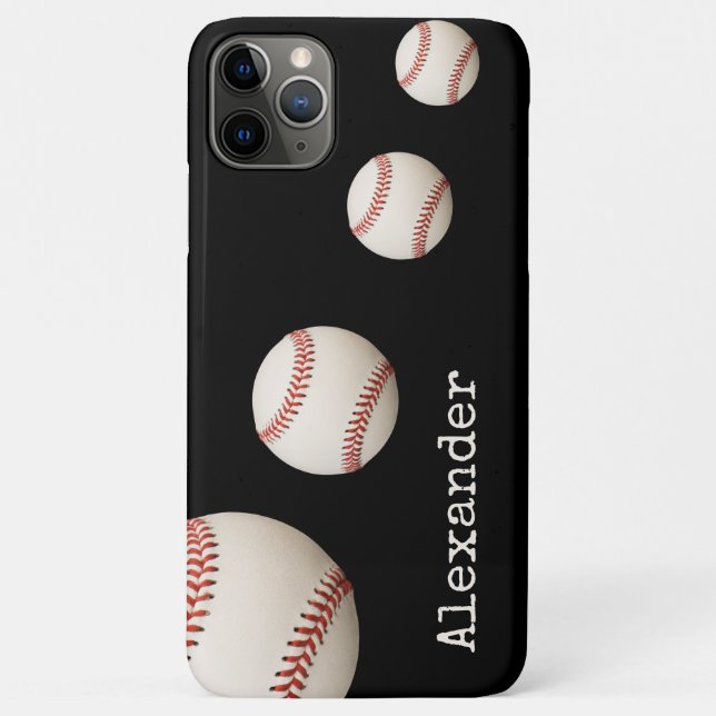 Coques Case-Mate iPhone Nom monogramme baseball sport noir (Dos)
