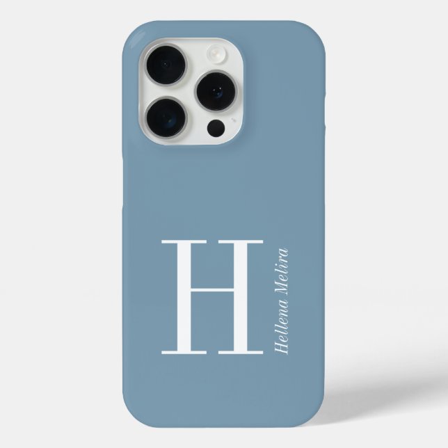 Coques Case-Mate iPhone Nom Monogramme Blanc Coastal Bleu Moderne (Verso)