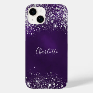 Coque Pour iPhone 14 Nom monogramme de poussière de parties scintillant