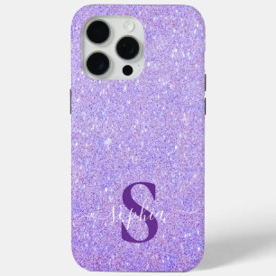 Coque iPhone 15 Pro Max Nom monogrammé pailleté élégant