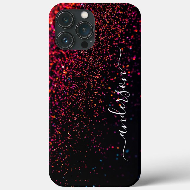 Coques Case-Mate iPhone Nom monogrammé pailleté élégant (Verso)