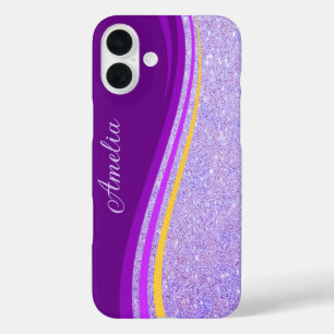 Coques iPhone 16 Plus Nom monogrammé pailleté élégant