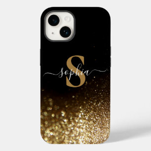 Coque Pour iPhone 14 Nom monogrammé pailleté élégant